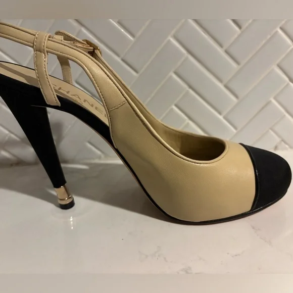 EUC Chanel Grosgrain Cap Toe Slingback Heel size 40 - Picture 8 of 8